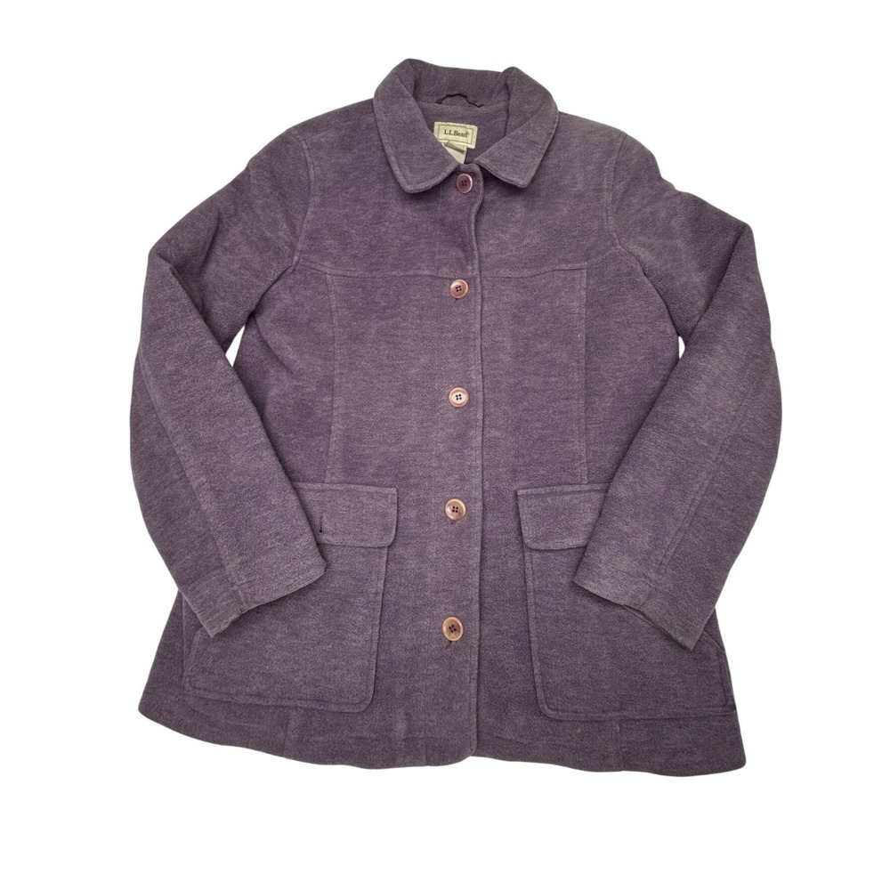 L.L.Bean Women's M Purple Wool Blend Chore Coat Button Front Utility Jacket